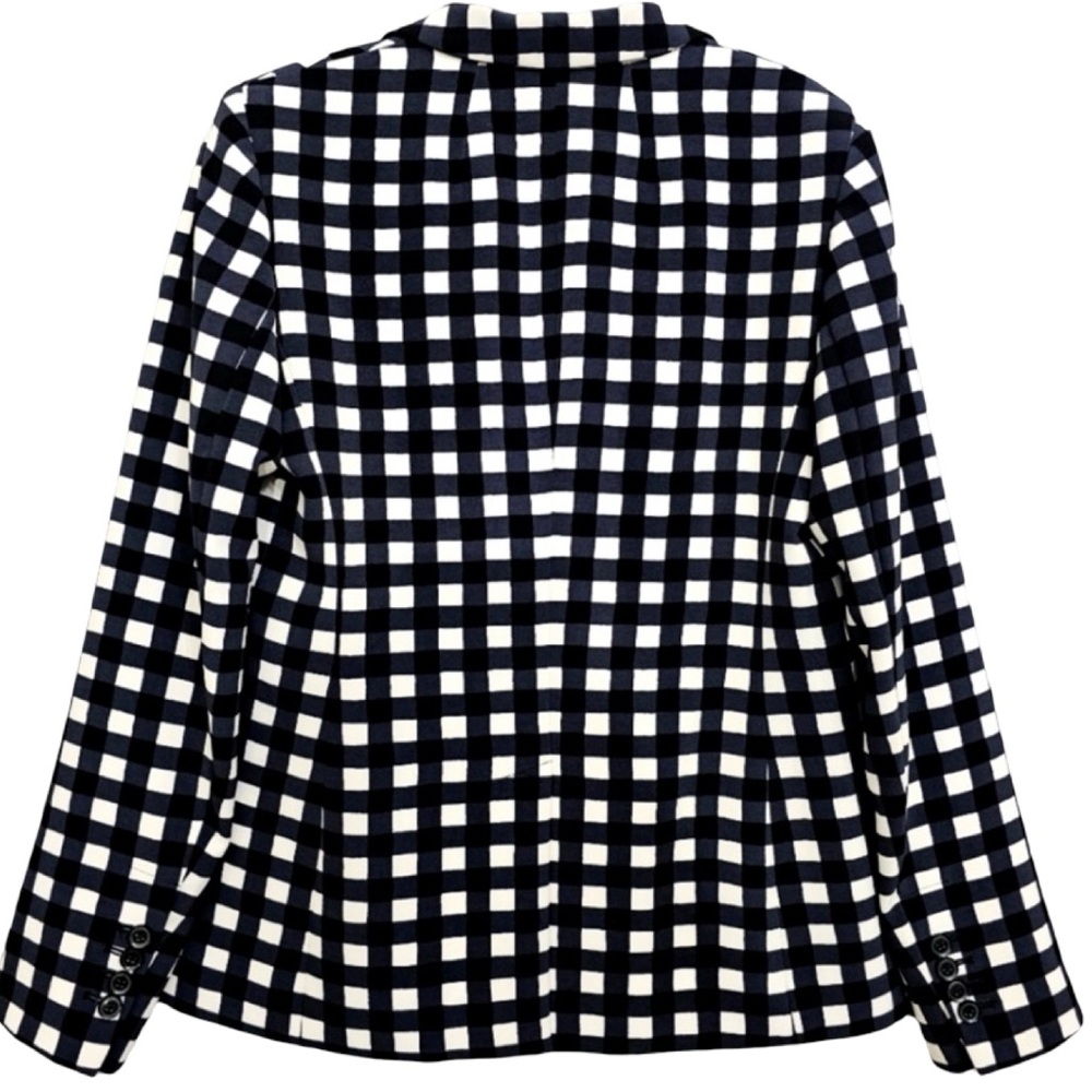 Banana Republic Dark Navy Black/White Gingham Collared Blazer - Picture 3 of 8